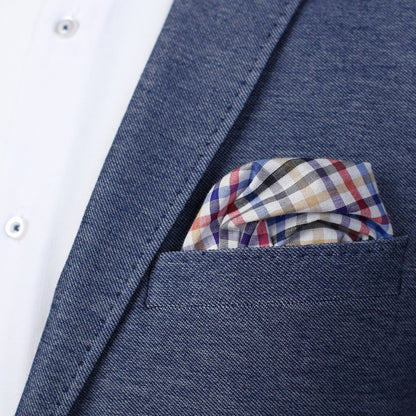Multicoloured Mini Check Pocket Square, Flower and Bow Tie Combo Set