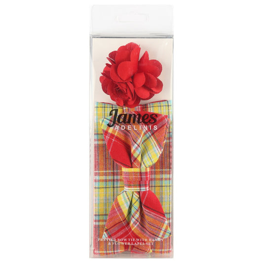 Red/Gold Luxury Cotton Check Bow Tie Combo Set