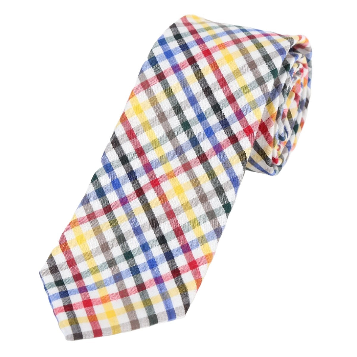 Multicoloured Luxury Mens Cotton Mini Check Neck Tie