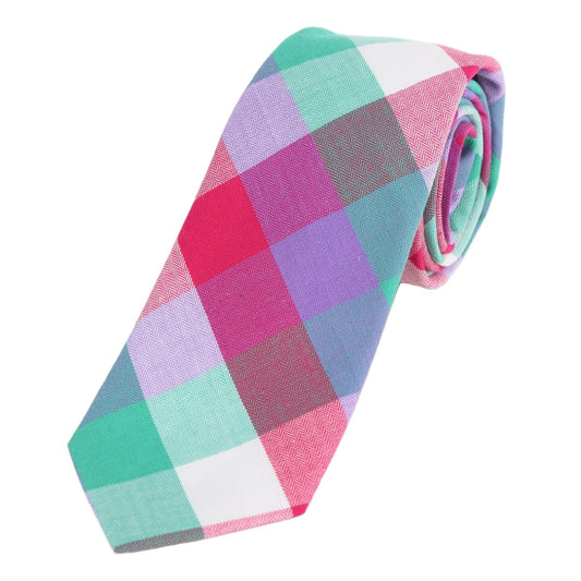 Multicolour Luxury Mens Cotton Check Neck Tie