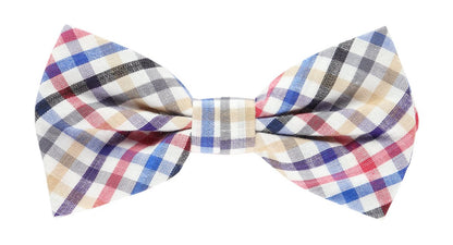 Multicoloured Mini Check Pocket Square, Flower and Bow Tie Combo Set