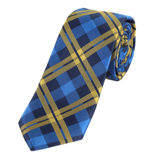 Blue/Navy/Gold Luxury Check Weave Neck Tie