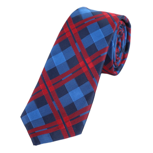 Blue/Navy/Red Luxury Check Weave Neck Tie