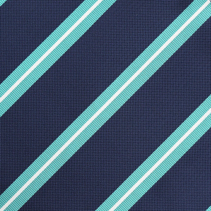 Navy/Aqua/White Regimental Striped Weave Pocket Square