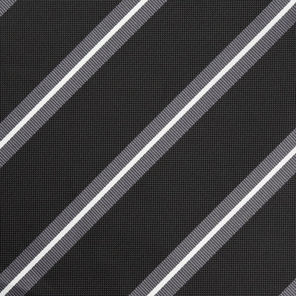 Black/Char/White Regimental Striped Weave Pocket Square