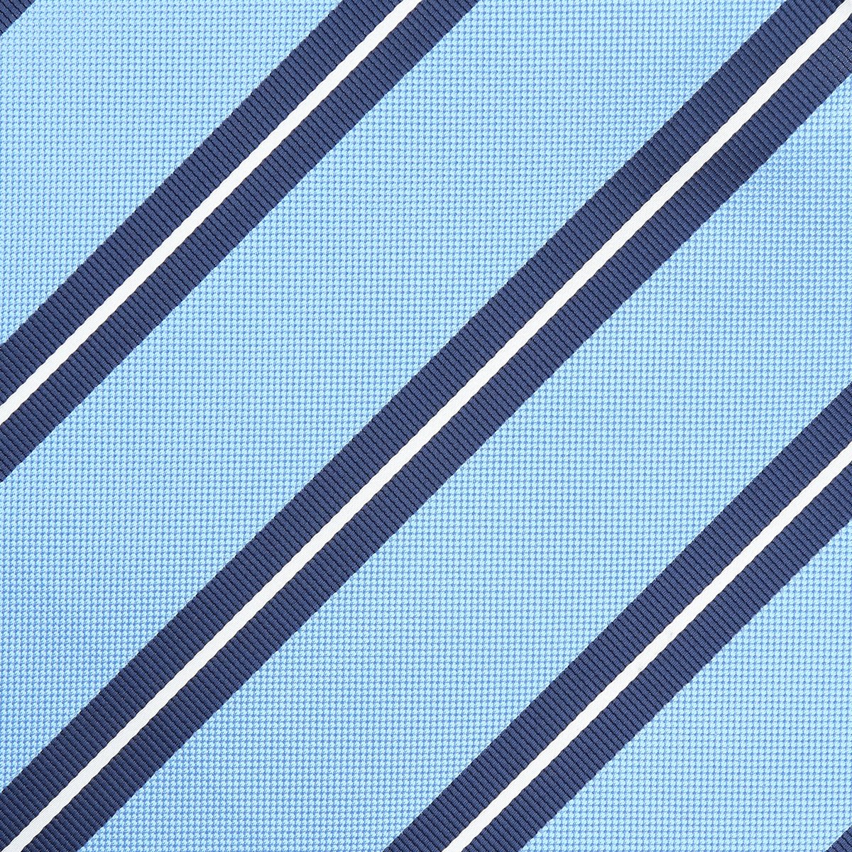 Sky/Navy/White Regimental Striped Weave Pocket Square