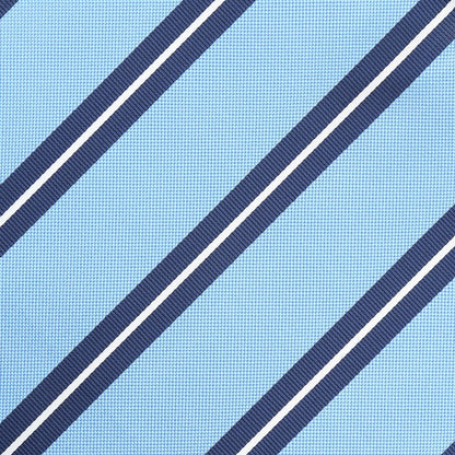 Sky/Navy/White Regimental Striped Weave Pocket Square