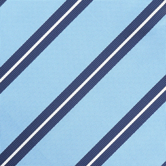 Sky/Navy/White Regimental Striped Weave Pocket Square
