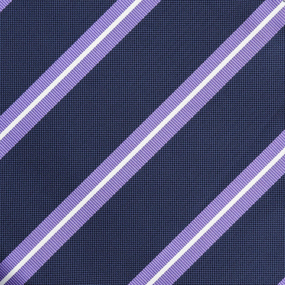Navy/Purple/White Regimental Striped Weave Pocket Square