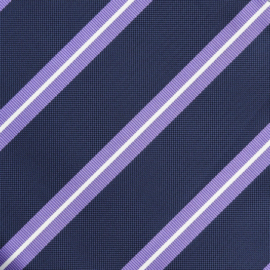 Navy/Purple/White Regimental Striped Weave Pocket Square