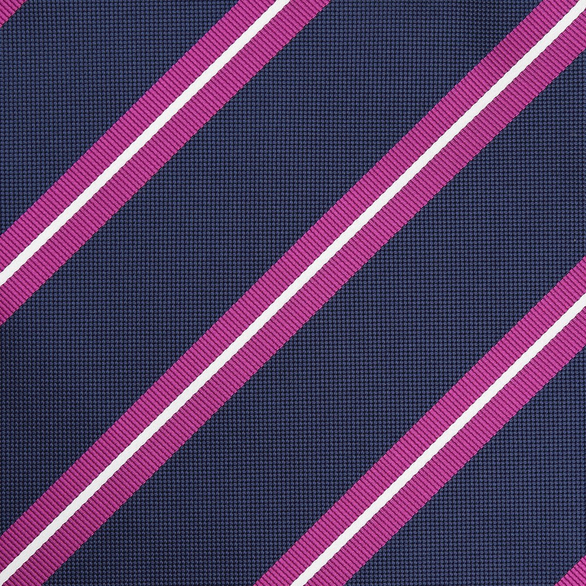 Navy/Magenta/White Regimental Striped Weave Pocket Square