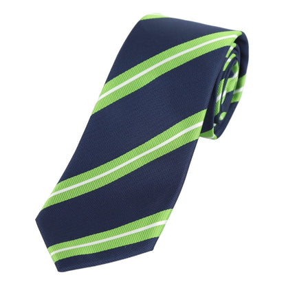 Navy/Lime Green/White Luxury Regimental Striped Weave Neck Tie