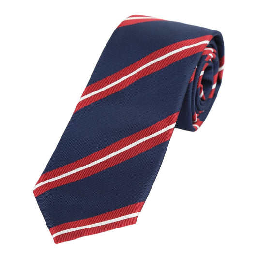 Navy/Red/White Luxury Regimental Striped Weave Neck Tie