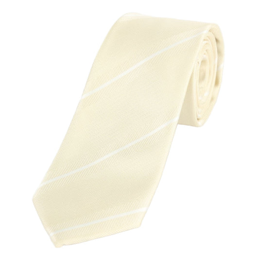Ivory/White Luxury Regimental Striped Weave Neck Tie