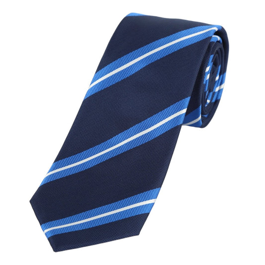 Navy/Royal/White Luxury Regimental Striped Weave Neck Tie