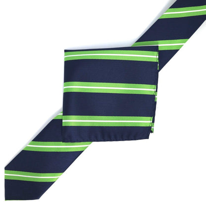 Navy/Lime Green/White Luxury Regimental Striped Weave Neck Tie