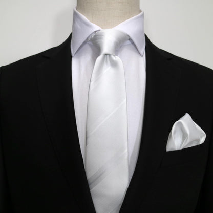 White Luxury Regimental Striped Weave Neck Tie