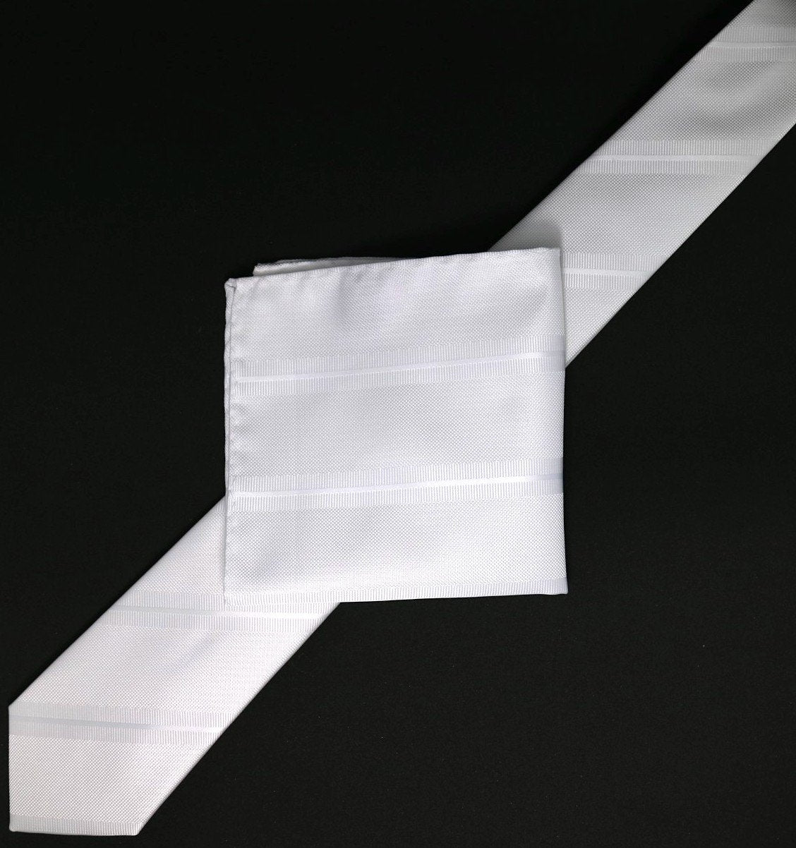White Regimental Striped Weave Pocket Square