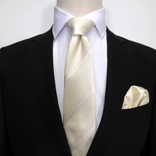 Ivory/White Luxury Regimental Striped Weave Neck Tie