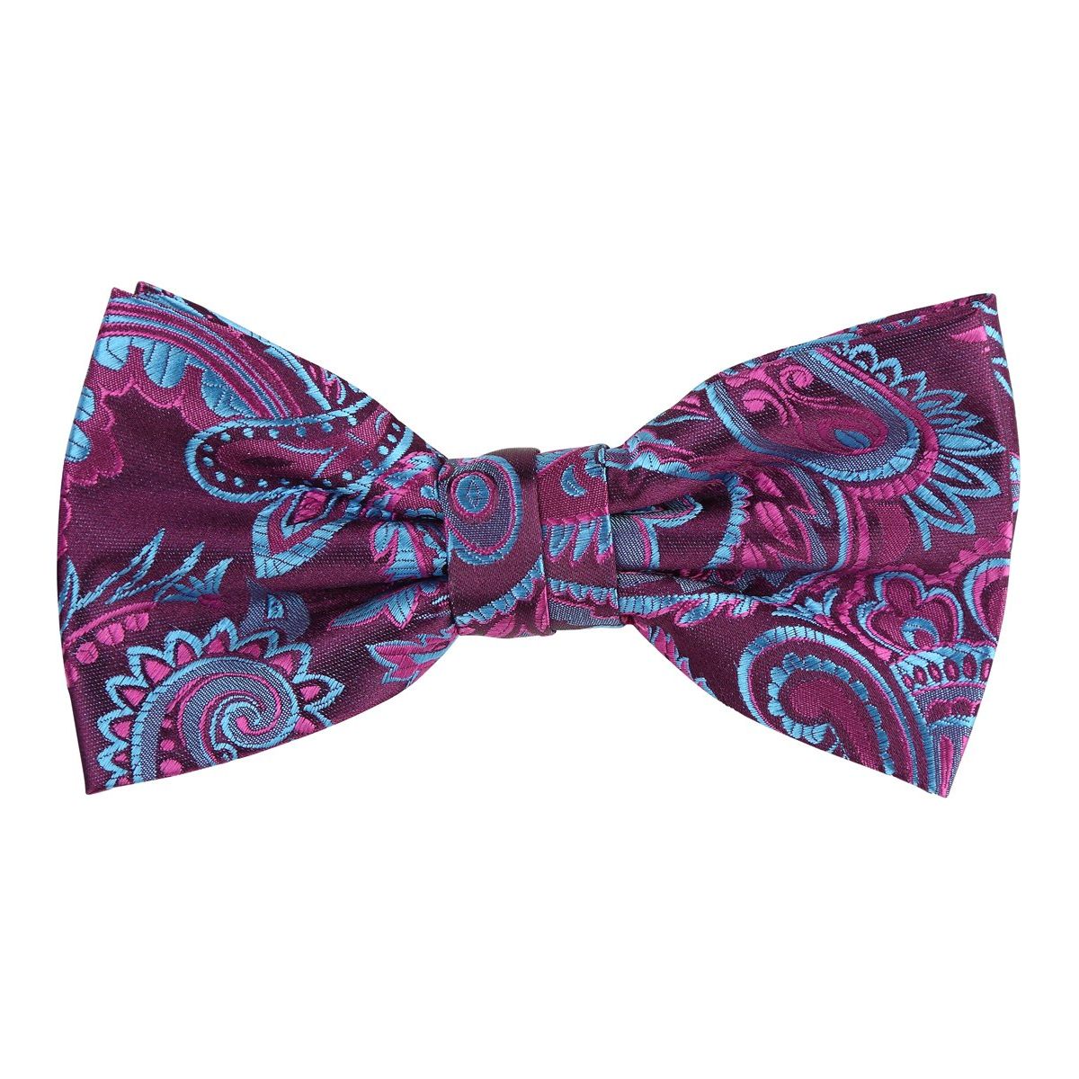 James Adelin Floral Bow Tie in Burgundy, Magenta and Turquoise