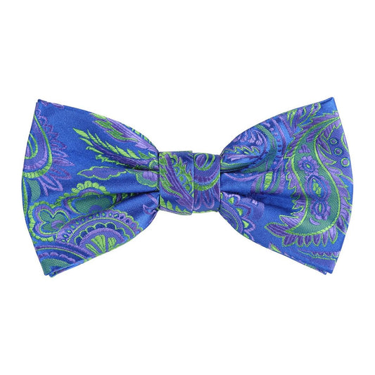 James Adelin Floral Bow Tie in Royal, Purple and Lime