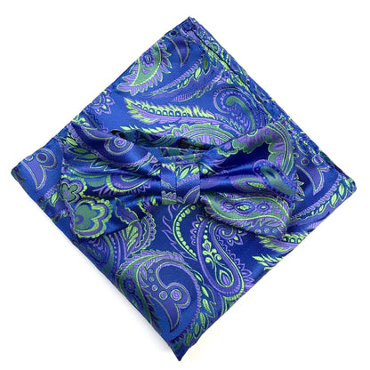 Royal/Purple/Lime Luxury Paisley Weave Pocket Square
