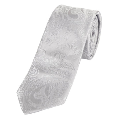 Silver Luxury Paisley Weave Neck Tie