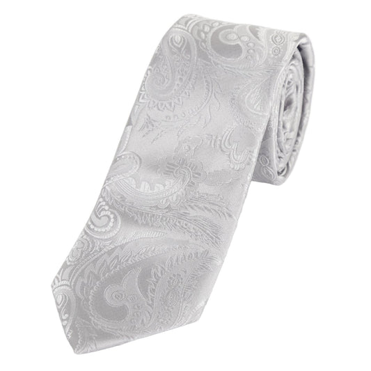 Silver Luxury Paisley Weave Neck Tie