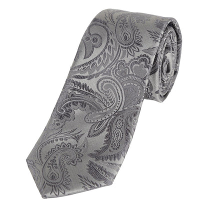 Grey/Charcoal Luxury Paisley Weave Neck Tie