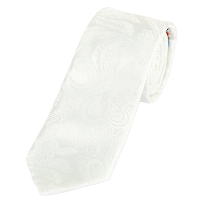 White Luxury Paisley Weave Neck Tie