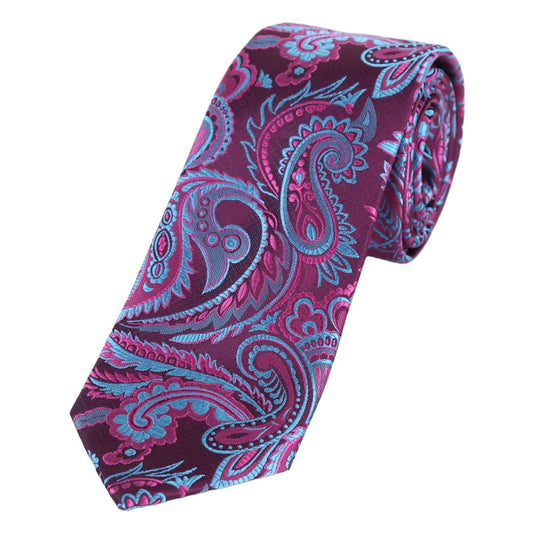 Magenta/Turquoise Luxury Paisley Weave Neck Tie