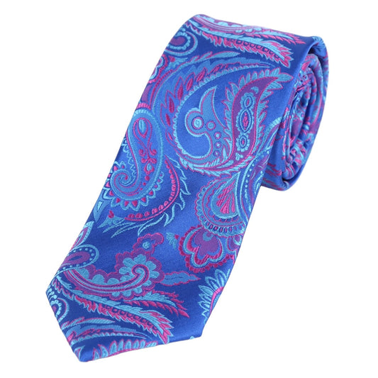 Royal/Sky/Pink Luxury Paisley Weave Neck Tie