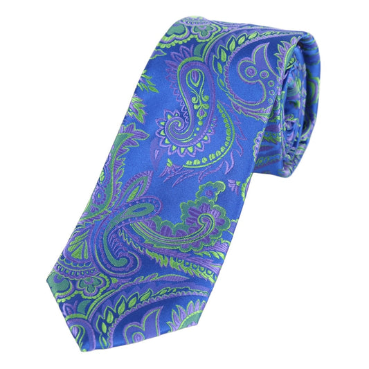 Royal/Purple/Lime Luxury Paisley Weave Neck Tie