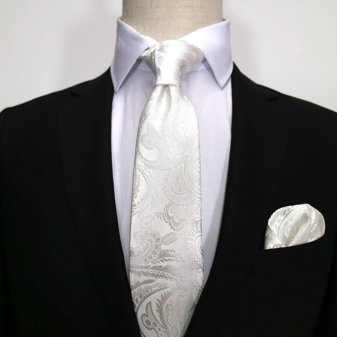 Off White Luxury Paisley Weave Pocket Square