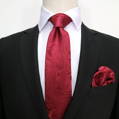 Burgundy Luxury Paisley Weave Pocket Square