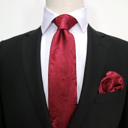 Burgundy Luxury Paisley Weave Pocket Square