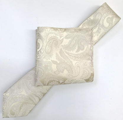 Ivory Luxury Paisley Weave Pocket Square
