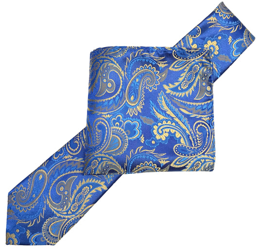 Royal/Blue/Gold Luxury Paisley Weave Neck Tie