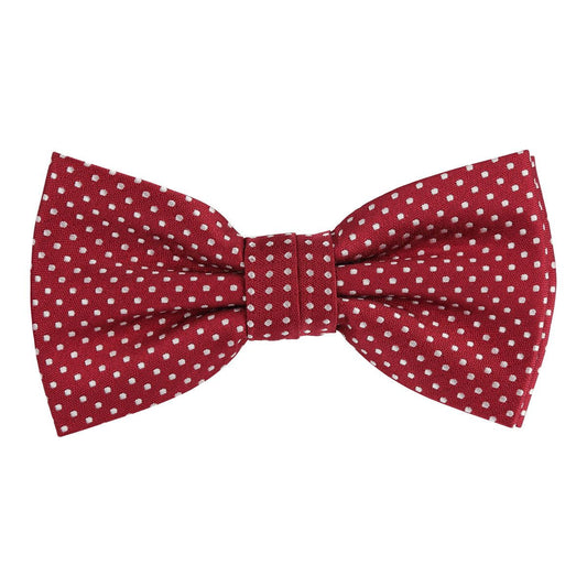mens burgundy red bow tie with small white spotted design