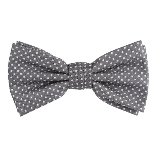 charcoal grey bow tie with small with spotted design woven