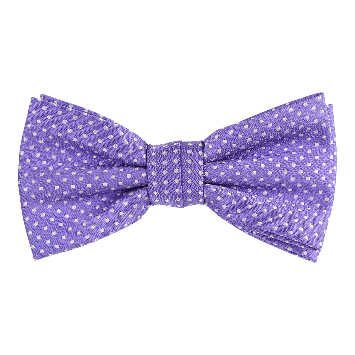 a purple lilac bow tie with small white spot design