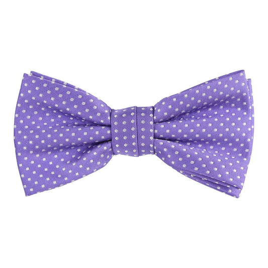 a purple lilac bow tie with small white spot design