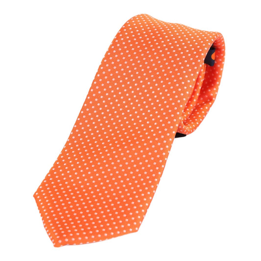 Orange/White Luxury Mini Spotted Weave Neck Tie