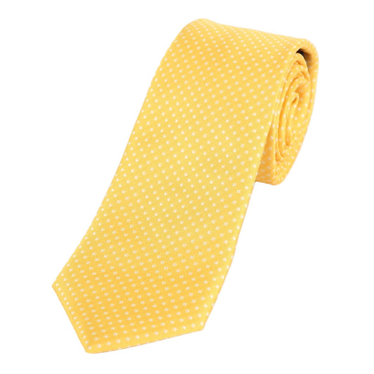 Gold/White Luxury Mini Spotted Weave Neck Tie