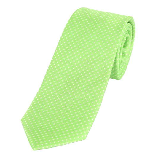 Lime Green/White Luxury Mini Spotted Weave Neck Tie