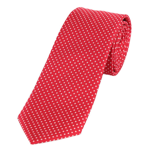Red/White Luxury Mini Spotted Weave Neck Tie