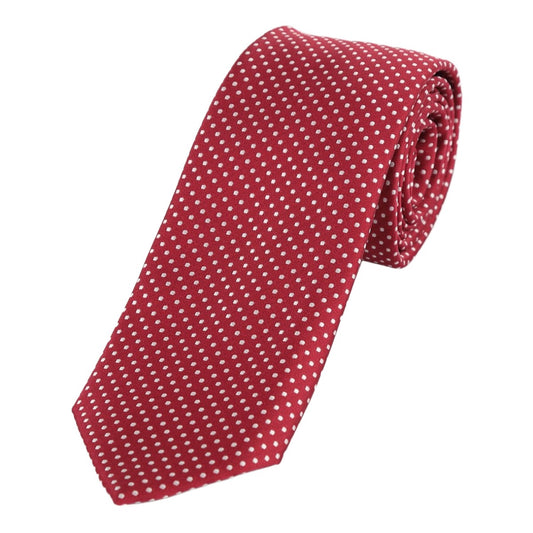 Burgundy/White Luxury Mini Spotted Weave Neck Tie