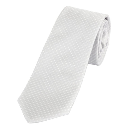 Silver/White Luxury Mini Spotted Weave Neck Tie