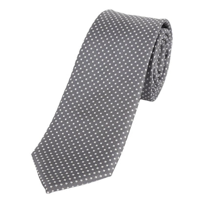 Charcoal/White Luxury Mini Spotted Weave Neck Tie