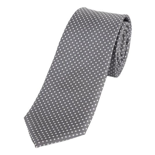 Charcoal/White Luxury Mini Spotted Weave Neck Tie